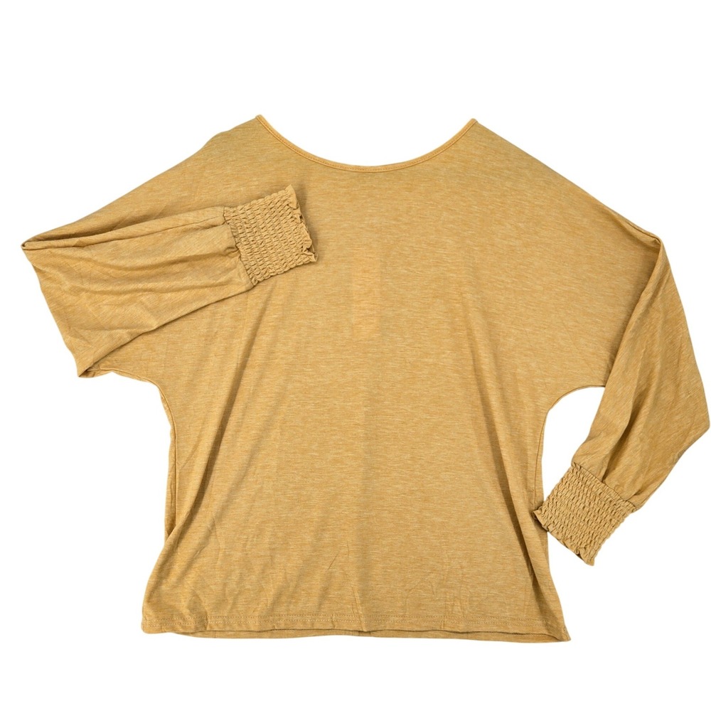 Dokotoo NWT MEDIUM Dolman Smocked Cuff Top Women Mustard Yellow Boho Casual‎